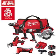 Milwaukee Set Milwaukee M18 18V Lithium-Ion Cordless Combo Kit 6-Tool with Two 3.0 Ah Batteries, 1 Charger, 1 Tool Bag