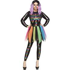 Fun World Women's rainbow foil skeleton costume