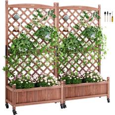 VEVOR Raised Garden Beds VEVOR 1 & 2 PCS Raised Garden Bed with Trellis 30x13x61.4in Holes Trellis