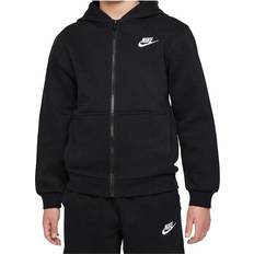 Tops Nike Older Kid's Club Fleece Full-Zip Hoodie - Black/White (FD3004-010)
