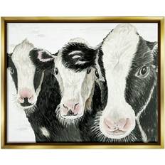 Stupell Industries Three Cows Farm Portrait Trio Gold Framed Art 21x17"