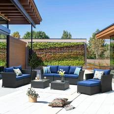 Ovios 9-piece Rattan Wicker Sectional Outdoor Lounge Set