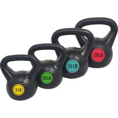 Kettlebells BalanceFrom Fitness Home Gym Vinyl Coated Solid Cast Iron Kettlebell Weight Set 50