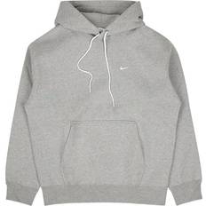 Nike Hoodies - Men Sweaters Nike Solo Swoosh Fleece Pullover Men's - Dark Grey Heather/White