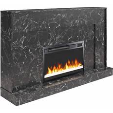 Fireplaces CosmoLiving by Cosmopolitan Liberty Mantel Fireplace Black Faux Marble