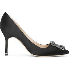 Manolo Blahnik 42 Pumps Manolo Blahnik Satin Jewel Buckle - Black