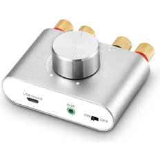 Forsterkere & Receivere Nördic Bluetooth 5.0 Stereoforsterker Digital Audio Amplifier 2x50W AUX USB BT Silver
