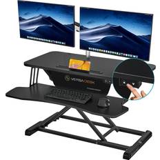 VERSADESK Power Riser 32 Electric Standing Desk Converter for Dual Monitor Detachable Keyboard Tray Black