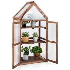 Costway Cold Frame Mini Wooden Greenhouse Vegetable