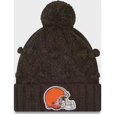 Football Beanies New Era Cleveland Browns Women's Brown Toasty Cuffed Knit Hat with Pom