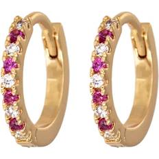 Emilia Small Hoops - Gold/Pink/Transparent