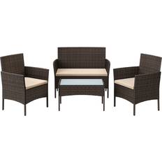 Songmics 4pcs Loungesett, 1 Bord inkl. 2 Stolar & 1 Soffor