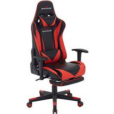 Soontrans Gaming Chair with Footrest and Ergonomic Massage Lumbar Pillow PU  Leather Office Chair, Black 