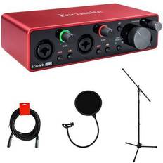 Studio Equipment Focusrite Scarlett 2i2 USB Audio Interface 3rd Gen with Mic Stand, Pop Filter & XLR-XLR Cable Bundle