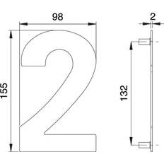 Dieckmann Hausnummer ziffer 2 va ma 150mm b.98mm