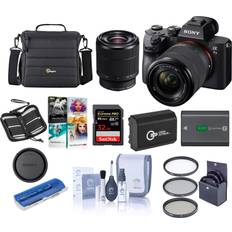 Mirrorless Cameras sony alpha a7 iii 24mp uhd 4k mirrorless camera with 2870mm lens bundle 32gb sdhc u3 card, camera case, 55mm filter kit, spare battery, cleaning