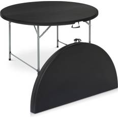 MoNiBloom Round Folding Table 4.5Ft Heavy Duty Commercial Event Wedding Party Desk with Handle for 6 to 8 Seat Black