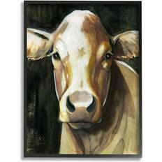 Stupell Industries Rustic Hereford Cattle Country Cow Painting Stretched Popp Framed Art 11x14"