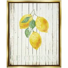 Stupell Industries Le Citrons Lemon Fruits Rustic Grey Framed Art 25x31"