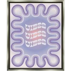 Stupell Industries Vibes Purple Groovy Abstract Grey Framed Art 17x21"