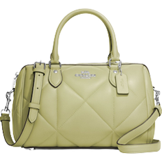 Coach Rowan Satchel With Puffy Diamond Quilting - Silver/pale lime