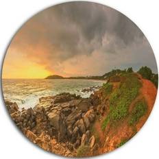 Design Art Rocky Romantic Sri Lanka Beach Blue Framed Art 29x29"