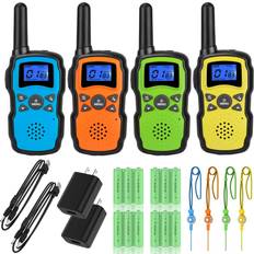 Walkie Talkies Wishouse Walkie Talkies for Adults Rechargeable 4 Sets with 2 Usb Chargers 4X3000mAh Batteries Lanyards,Family Walky Talky Handheld 2 Way Radio Long Range for Hiking Camping,Xmas Birthday Gift Present