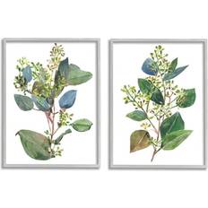 Stupell Soft Eucalyptus Plant Blue Green Ombre Leaves Grey Framed Art 11x14" 2