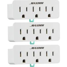 3-pack 3 outlet grounding adapter with grounding plug, 2-prong outlet to 3-wire