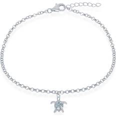 Women Anklets Simona Sterling Silver Larimar Turtle Anklet, Women's, Blue