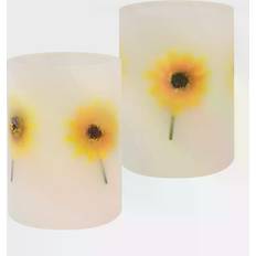 LumaBase Dried Flowers Flameless Flower White Candle 4" 2