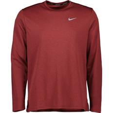 Nike Men's Miler Dri-FIT UV Long Sleeve Running Top - Night Maroon/Cedar/Heather