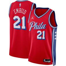 Jordan Nike Men's Philadelphia 76ers Joel Embiid #21 Red Dri-FIT Swingman Jersey