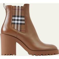 Burberry Chelsea Boots Burberry Check Panel Leather Ankle Boots