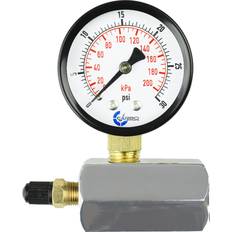 Breathalyzers Gas Test Pressure Gauge 30 Pound 30 PSI 200kPa 3/4” FNPT Connection Brass Valve Chrome Plated Steel Body Assembly