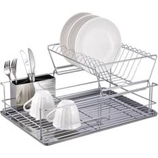 Stainless Steel Dish Drainers Home Basics Deluxe 2-Tier Rack Dish Drainer