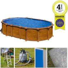 Pools Gre Amazonia Stahlwand-Pool Set, oval, Sandfilteranlage, Holzoptik