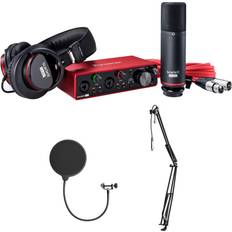 Studio Equipment Focusrite Scarlett 2i2 Studio 3rd Gen 2-in, 2-out USB Audio Interface with Microphone & Headphones, MBS5000 Boom Arm with XLR Cable & Kellopy Pop Filter Bundle