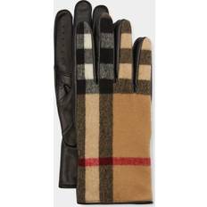 Burberry Men Gloves & Mittens Burberry Exaggerated Check Wool and Leather Gloves