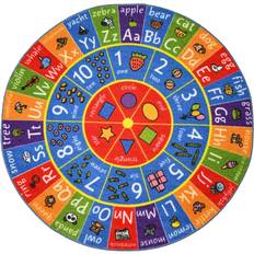 Baby Toys KC Cubs Multi-Color Boy Girl Kids Nursery Playroom Educational Learning ABC Alphabet, Numbers and Shapes 3' x 3' Round Area Rug