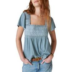 Lucky Brand Embroidered Square Neck Babydoll Top • Price »