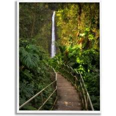Stupell Industries Lush Jungle Bridge Waterfall Landscape Multicolor Framed Art 16x20"