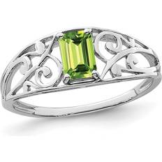 Harmony Emerald Cut Ring - Silver/Peridot