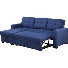 Plastic Sofas Devion Furniture Reversible Sectional Sleeper Blue Sofa 83" 3 Seater