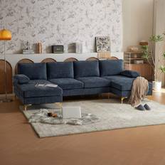 Karl Home Convertible Grey-Blue Sofa 110.2" 4 Seater