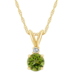 Celebration Gems Accent Pendant Necklace - Gold/Diamond/Peridot