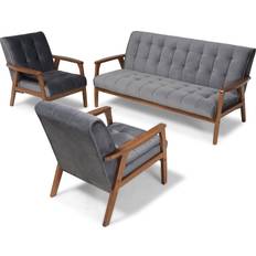 Baxton Studio Asta Grey/Walnut Kitchen Chair 30.5" 3