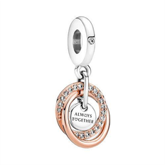 Women Charms & Pendants Pandora Family Always Encircled Dangle Charm - Silver/Rose Gold/Transparent
