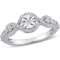 Jewelry Gem & Harmony Twist Ring - Silver/Diamonds