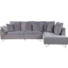 Beliani Corduroy Corner Lunner Grey Sofa 266cm 4-Sitzer